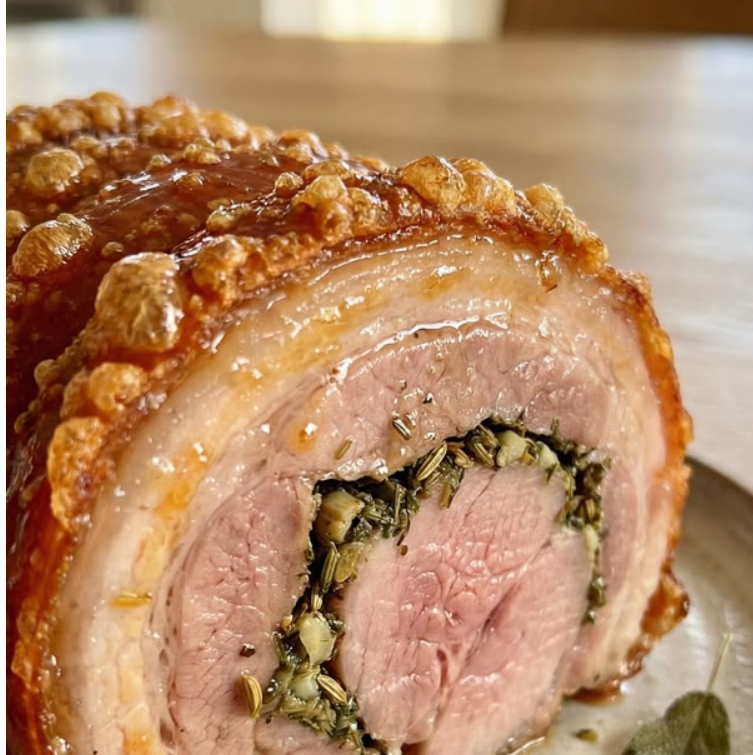 Crispy Porchetta with Garlic, Fennel & Fresh Herbs